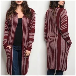 LAST 2‼️STUNNING BURGUNDY IVORY- Cardigan
